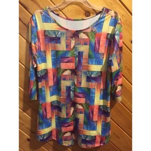 Tagless 1x Plus Dress Color Block Colorful Ladies 1/2 Sleeve 18 20 Lightweight